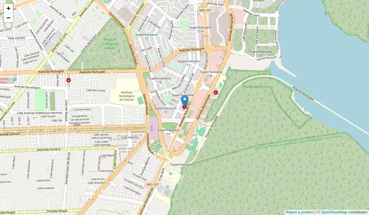 Vista previa del mapa de la clínica en Cancún